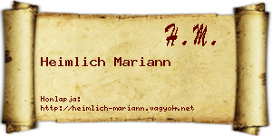 Heimlich Mariann névjegykártya